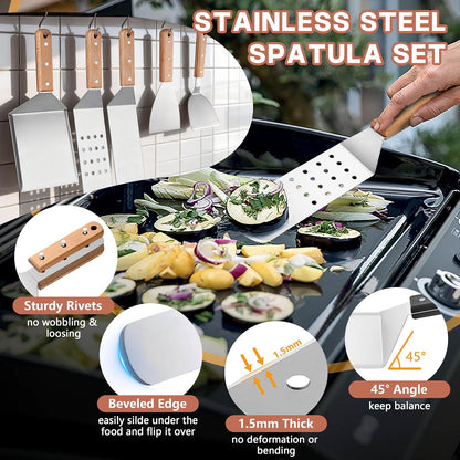 Griddle Accessories Kit, HaSteeL 20Pcs Flat Top Grill Accessories for Camping, Professional ABS Griddle Spatula Grill Tools Set with Melting Dome for Teppanyaki BBQ Outdoor, Perfect Grilling Gifts