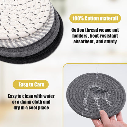 Trivets for Hot Dishes, Hot Pads for Kitchen, 7'' Trivets for Hot Pots and Pans, Pot Holders for Kitchen, Pot Holders Heat Resistant 4-Pcs, Kitchen Essentials for New Home (Brown)