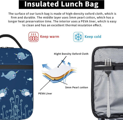 Purple Axolotl Lunch Box Lunch Box Reusable Insulated Totes Lunch Bag Thermal Cooler For Boy Girls School Men Women Beach Picnic Travel