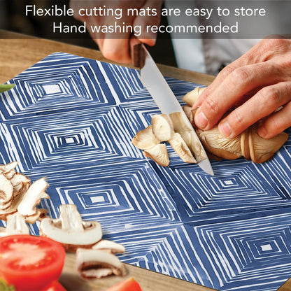 Cut N' Funnel Eat Fresh Designer Flexible Cutting Board Mat 15" x 11.5" Made in the USA Decorative Flexible Easy to Clean