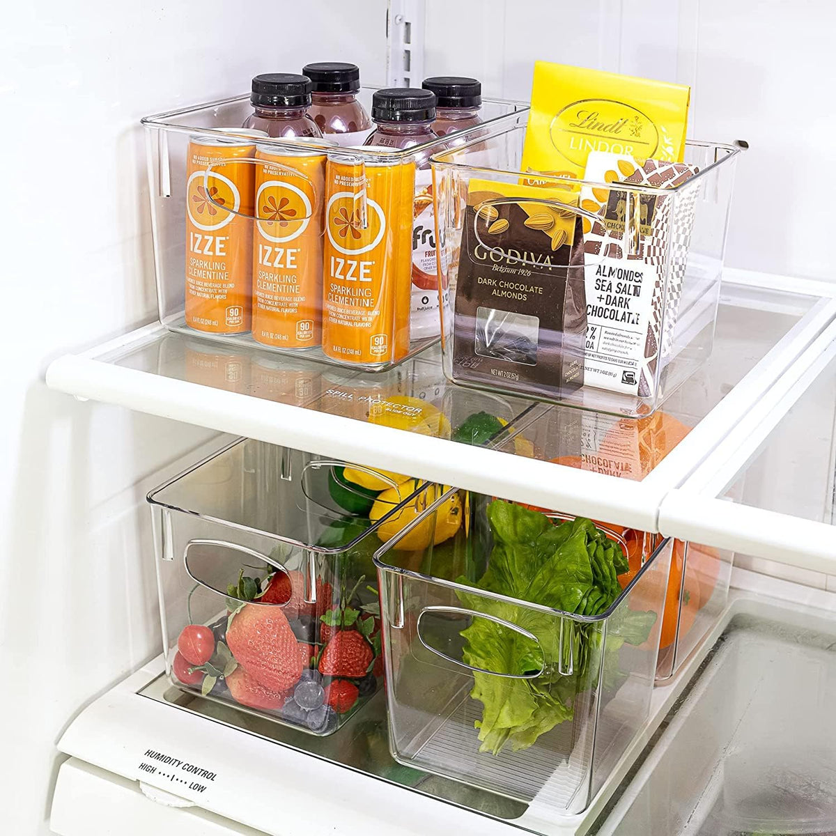 Sorbus Large Clear Plastic Storage Bins for Shelves, Clothes, with Handle - Clear Storage Bins, Drawer, Shelf, Closet, Pantry, Fridge, Freezer Organizer Bins, Closet Organizers and Storage (4 pack)