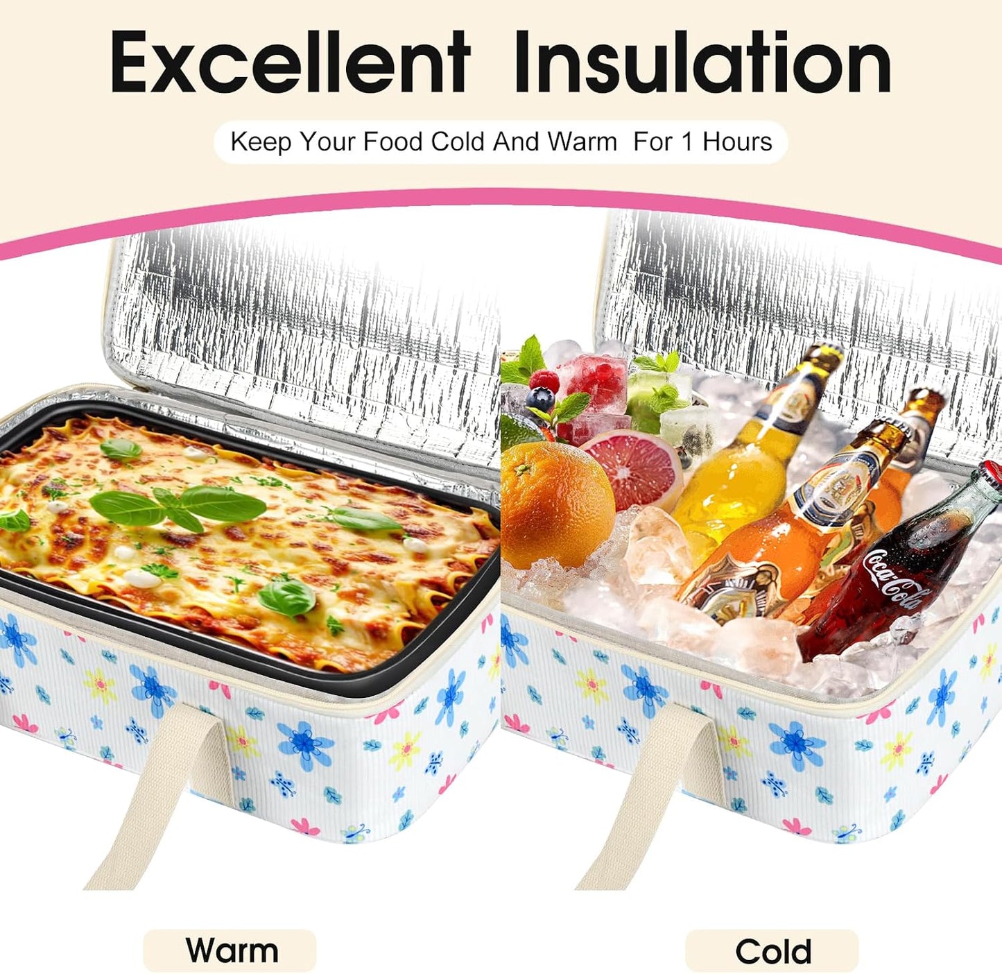 Insulated Casserole Carrier, Portable Casserole Carrier for Hot or Cold Food Lunch Tote Warmer or Cooler Bag, Lasagna Lunch Bag for Potluck Parties- Fits 9" x 13" Baking Dish-Charcoal Grey