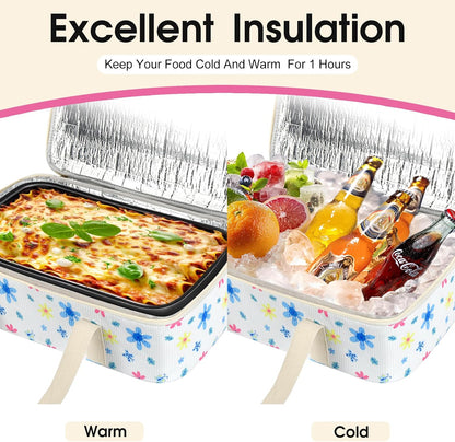 Insulated Casserole Carrier, Portable Casserole Carrier for Hot or Cold Food Lunch Tote Warmer or Cooler Bag, Lasagna Lunch Bag for Potluck Parties- Fits 9" x 13" Baking Dish-Charcoal Grey