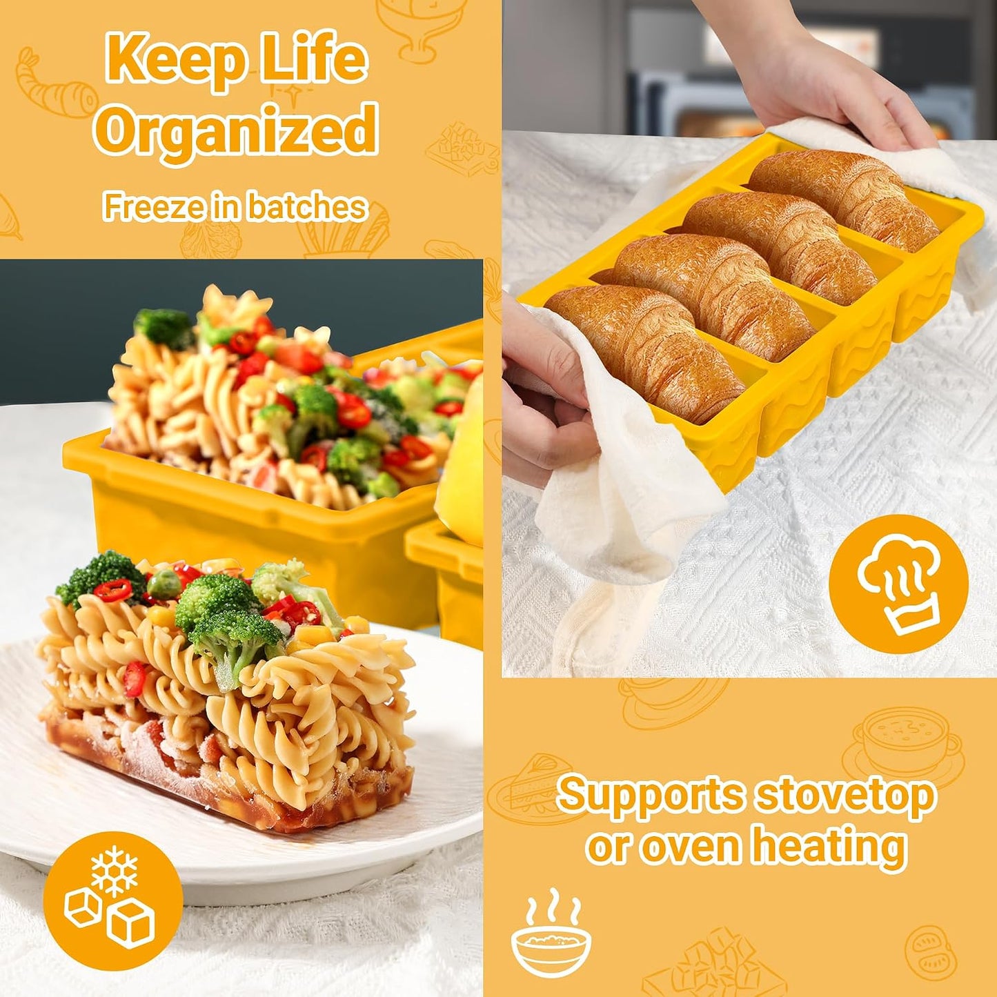 Doasuwish Silicone Freezer Molds for Soup with Lid – 1-Cup Soup Container Style Ice Cube Trays for Freezer, Meal Prep & Food Storage, Freeze 250mL/125mL Portions – 2 Pack