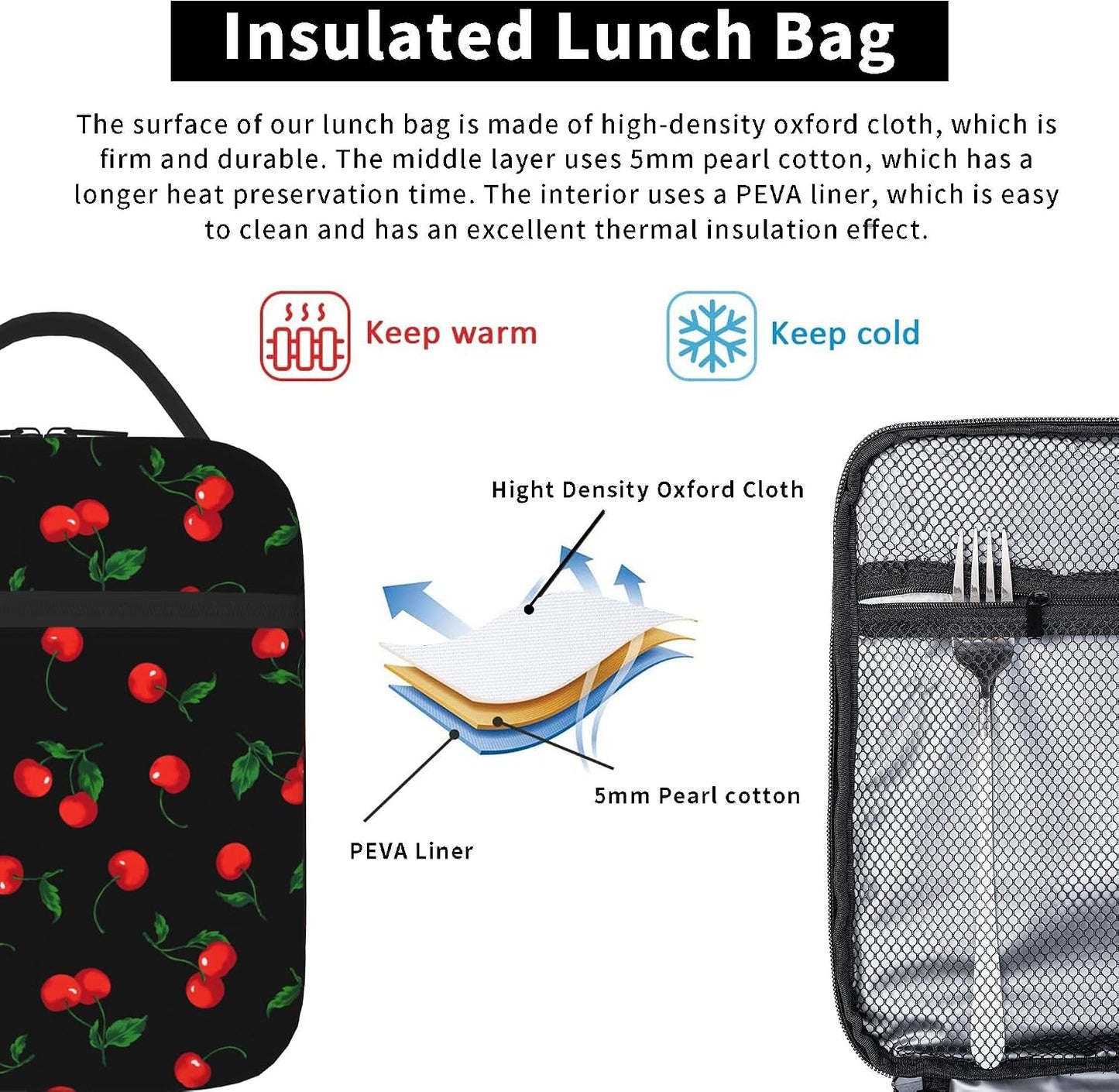 Dinosaur Volcano Insulated Lunch Bag for Women & Men, Reusable Leak-Proof Lunch Box with Cooler Compartment, Lunch Tote for Adults Work Travel Picnic Durable & Washable