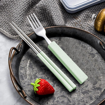VANRA 3-Piece Children Utensils Set 18/10 Stainless Steel Child Flatware Set Silverware Knife Spoon Fork Set with Travel Case for Kids Lunch Box