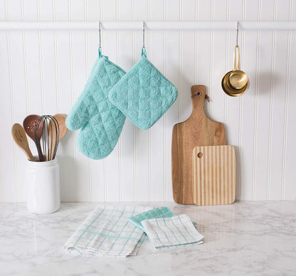 DII Basic Terry Collection Quilted 100% Cotton, Pan Handle, Nautical Blue