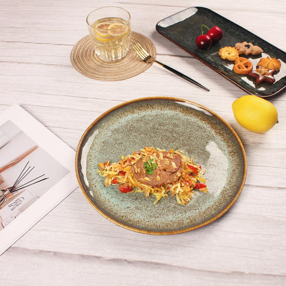 Porcelain Plate Set Large Serving Tray Set of 4, Reusable Serving Platters for Party Food, Cookie, Appetizer, Charcuterie, Snack, Dessert Display,Stackable Kitchen Dish 14.4 INCH