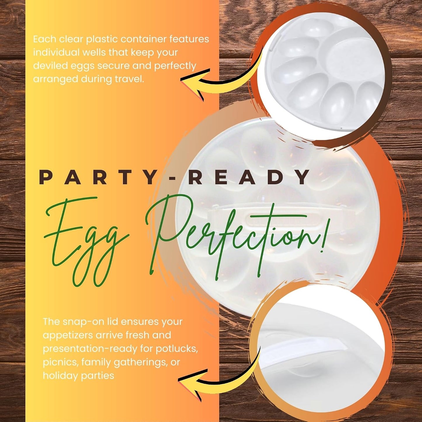 Deviled Egg Carrier with Lid, 10.37in Round Plastic Egg Tray Holds 12 Deviled Eggs – BPA Free Reusable Food Storage Party Server Potlucks Transport Container Easter Brunch Picnics Serveware