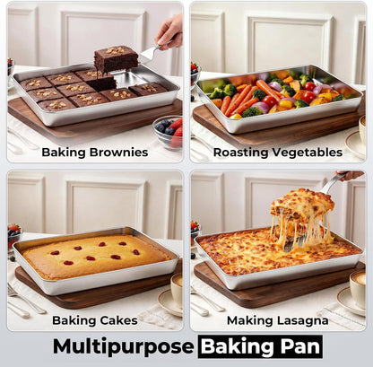 TeamFar Lasagna Pan, 16" x12.13" x2" Stainless Steel Rectangular Cake Pan
