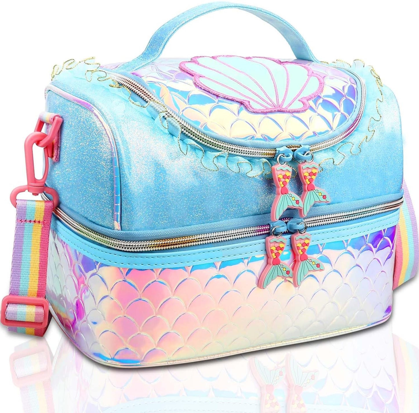 RHCPFOVR Kids Lunch Bag - Double - Decker Cooler Insulated Lunch Box for Boys Girls,Washable Lunch Bag with Strap and Reusable Toddler Lunchbox for School and Daycare
