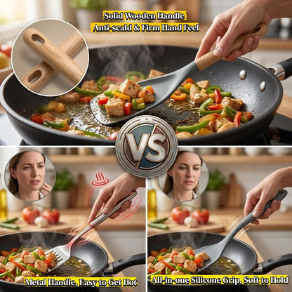 Silicone Cooking Spoon, Heat Resistant 600°F Spoonula for Nonstick Cookware