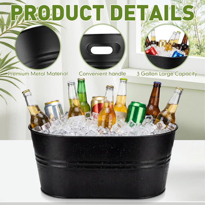 Shimeyao 12 Pcs Galvanized Tub 3 Gallon Metal Ice Buckets for Parties Beverage Tub Large Drink Beer Wine Bucket with Handles Champagne Cocktails Cooling for Parties Mimosa Bar Supplies (White)