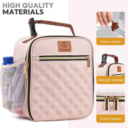 Genteen Kids Lunch Box, Lunch bag for Girls Teen,Insulated Soft Mini Cooler with Bottle Holder, Lightweight Reusable East-Clean LunchBox Back to School-Purple