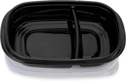 Rubbermaid TakeAlongs Food Storage Containers with Divided Base, 3.7 Cup, 20-Pack (40 Pieces Total), Black | Great for Meal Prep, Lunch for Adults Bento Box Style | Reusable & Stackable