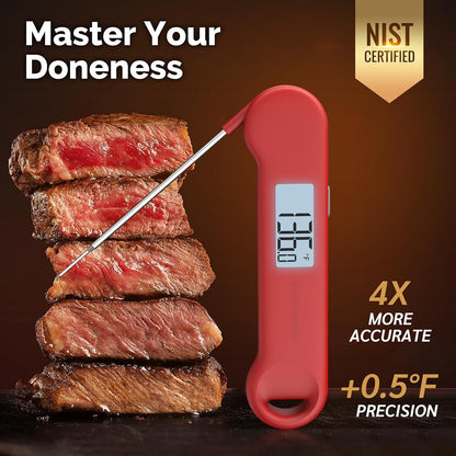 0.5 Sec Instant Read Meat Thermometer Digital for Outdoor Fryer, Black