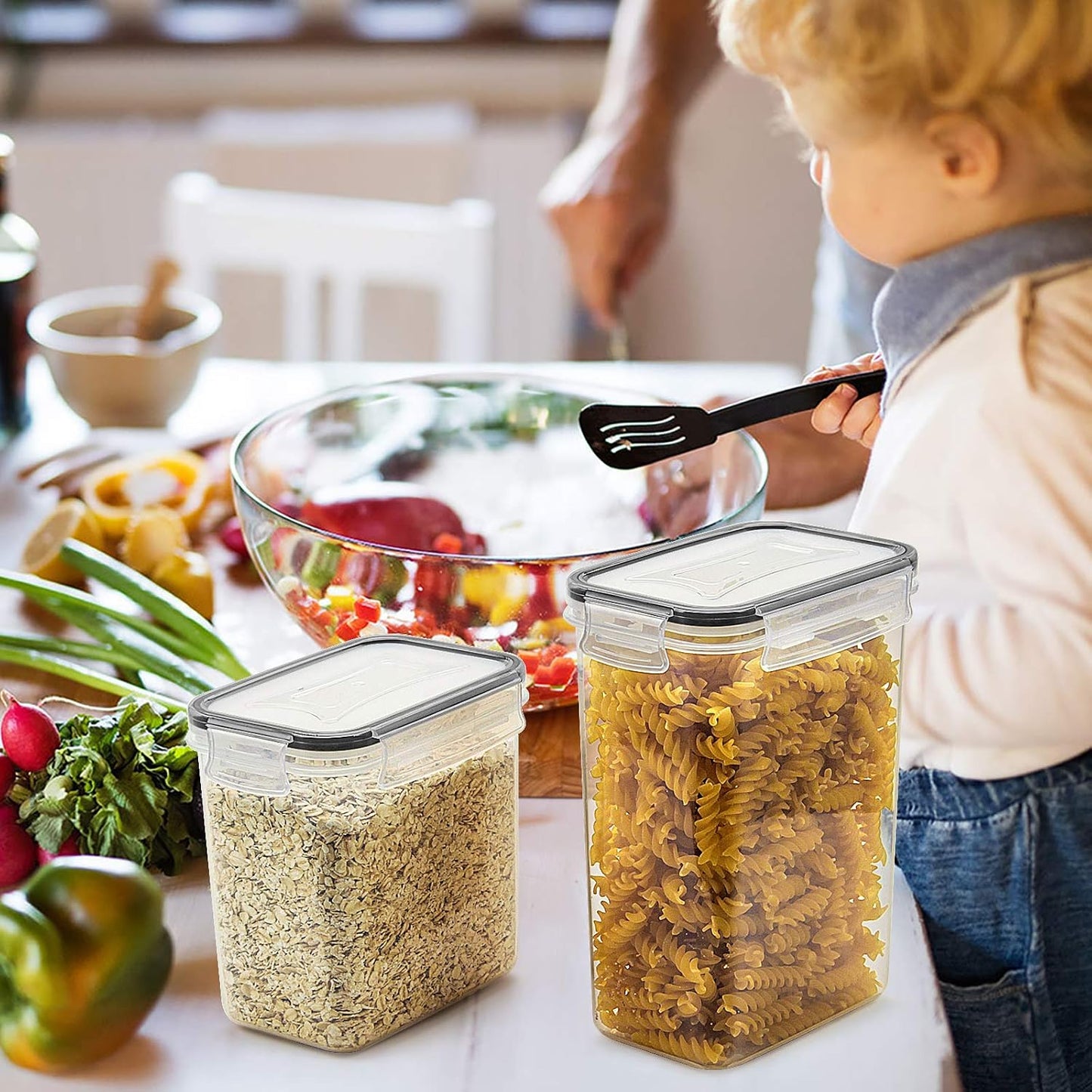 Wildone Airtight Food Storage Containers with Lids, 14PC Plastic Kitchen Storage Containers for Pantry Organization and Storage, Cereal, Flour and Sugar Containers, Include 20 Labels & Pen