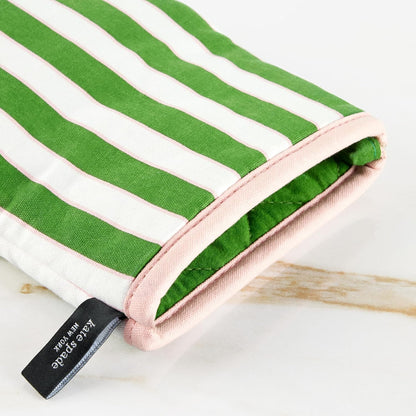 kate spade new york Botanical Stripe Mini Oven Mitt 2-Pack Set, 5.5" x 8", Black/Beige