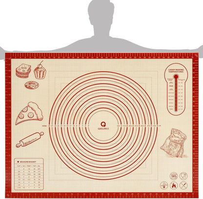 Silicone Baking Pastry Dough Mat - 28x20Inch Extra Large Cookie Bread Rolling Mats Sheet, Nonstick Kitchen Counter Kneading Board, Thick Reusable Pie Cookies Pizza Fondant Making Matt with Measurement