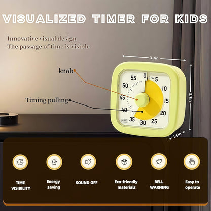 Visual Timer for Kids Timer Home - 60 Minute Kids Visual Timer for Classroom Home Office, Countdown Clock for Teaching Work Meeting, Pomodoro Timer for Time Management (Avocado Green)