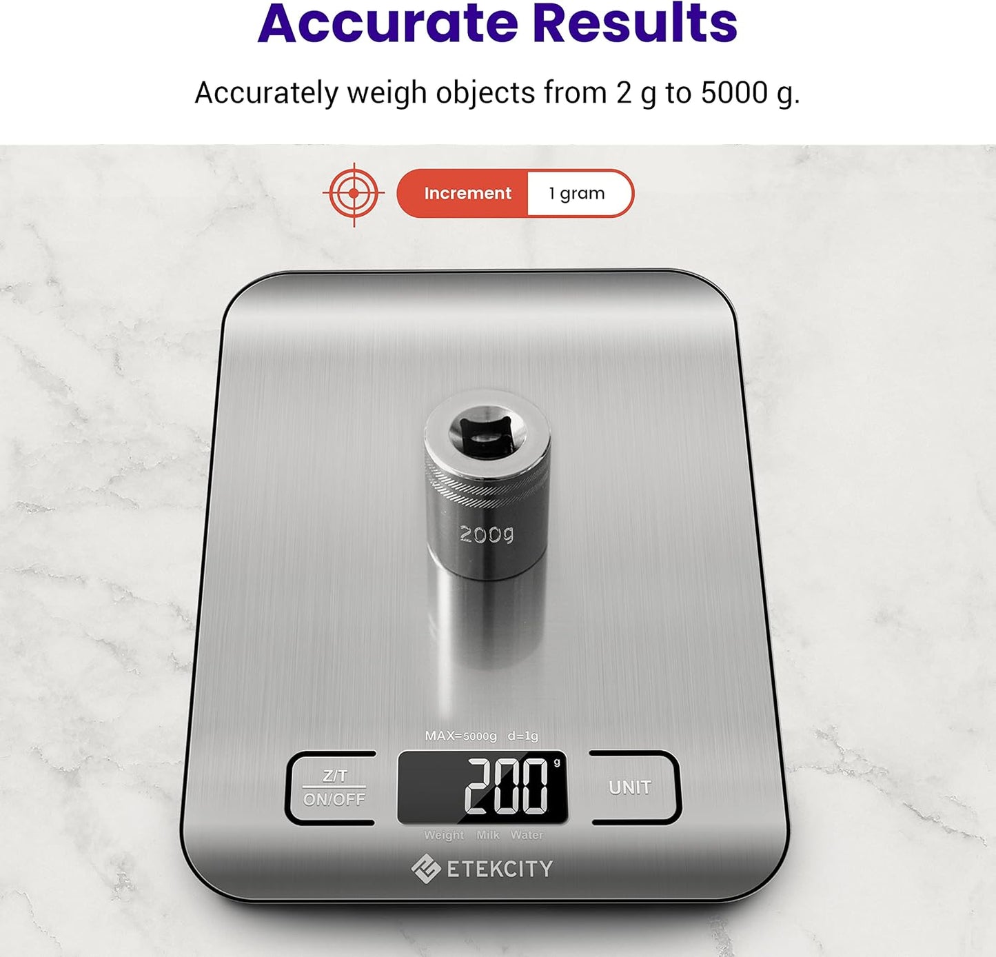 Pyrex 3 Piece Glass Measuring Cup Set & Etekcity Food Kitchen Scale, Digital Grams and Ounces for Weight Loss, Baking, Cooking, Keto and Meal Prep, Small, 304 Stainless Steel