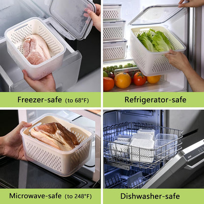 bealy 2 Pack Refrigerator Organizers and Storage, Stackable Clear Pull out Drawer Organizer Bins, BPA-Free Fridge Organizer and Storage for Fruit, Produce, Drink, Snack and Food Storage Containers