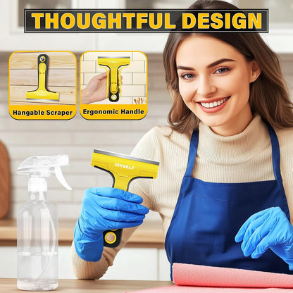 DIYSELF Razor Blade Scraper, 1 Pack Scraper Tool with 10pcs 4-Inch Blades, Razor Scraper for Cleaning Glass, Window, Stove Top, Oven, Kitchen, Cooktop, Shower Door, Sticky Residue, Tile, Wallpaper