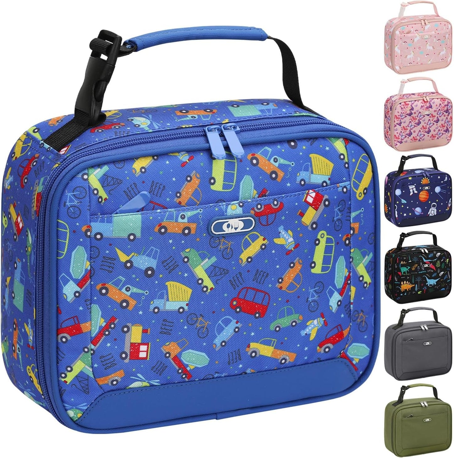 Lunch Box Kids Insulated Lunch Bag for Boys Girls Cute Reusable Lunch Tote Bag Waterproof Portable Thermal Lunch Box Kids for School Picnic Travel Black