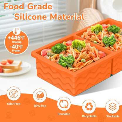 Silicone Freezer Trays with Lid (4-Pack), 1-Cup, 2-Cup, 1/2-Cup & 2-Tbsp Silicone Freezer Molds, Stackable Soup Freezer Meal Prep Containers,Ice Cube Tray for Making Sauce,Smoothies,Yogurt Bites