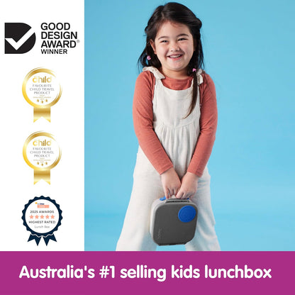b.box Mini Lunch Box 2-Pack, Leak Proof Bento Box for Kids, 3 Compartment Snack Containers Ages 3+, Lunchbox for Daycare + School, Dishwasher Safe, BPA-Free, PFAS-Free, 4.25 Cup - Blue + Green