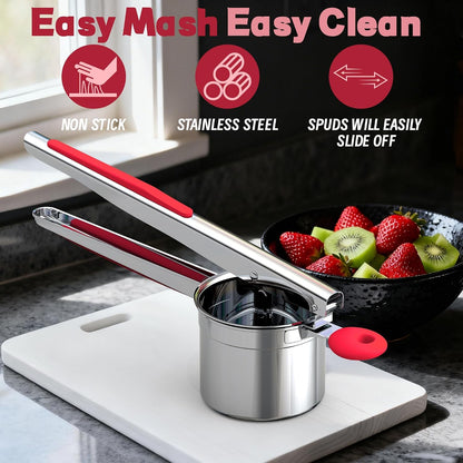 Large 15oz Potato Ricer for Mashed Potatoes, Heavy Duty 18/8 Stainless Steel Potato Masher for Baby Food & Spaetzle Maker, Masher and Ricer Kitchen Tool, Press and Mash Kitchen Gadget, Black