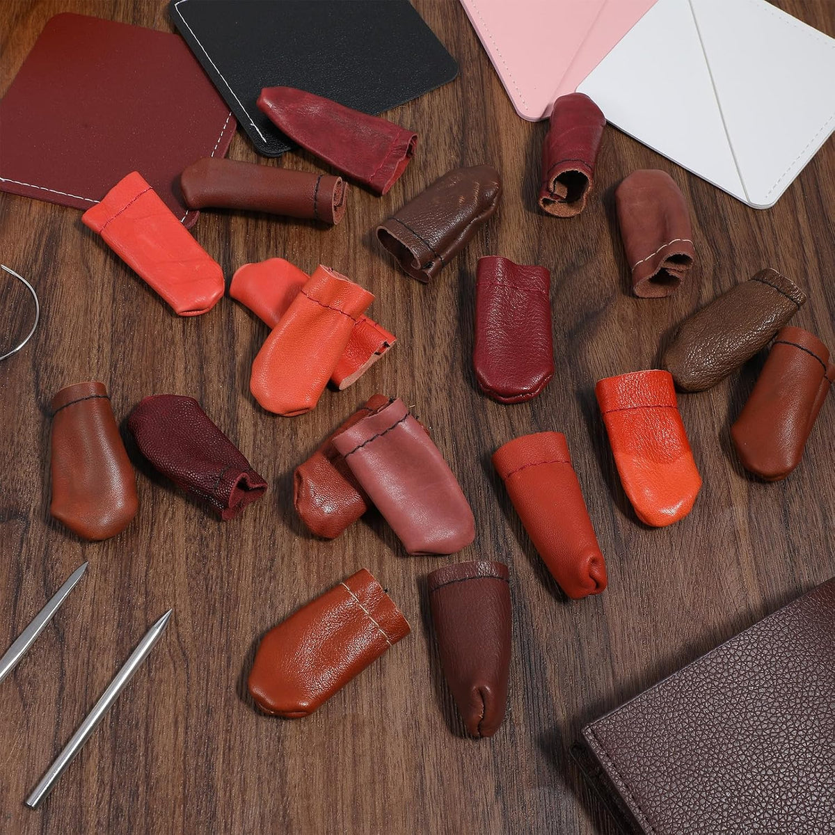 Elegaperma 20pcs Leather Thimbles for Hand Sewing Leather Finger Protector