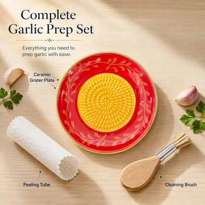 Handcrafted Ceramic Garlic Grater Plate, Ocean Blue