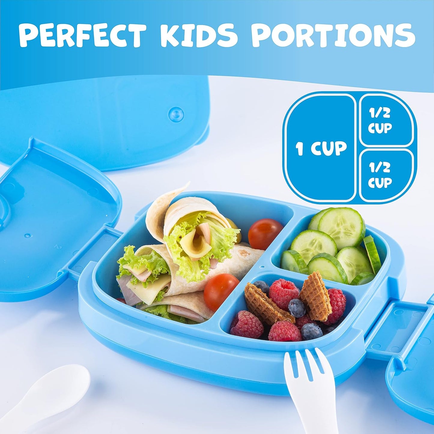 Umami All-in-1 Bento Box for Kids, Ice-pack & Utensils Included, 100% Leakproof & BPA free, Parents' favorite Lunch Box Kids (Green, 27 oz)