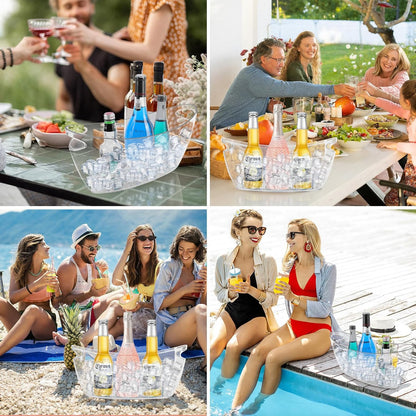 2-Pack 5.5L Ice Bucket for Parties, Portable Drink Bucket for Cocktail Bar, Extra Large Clear Beverage Tubs with Scoops, Champagne Cooler for Beverage/Wine/Beer, Mimosa Bar Essentials