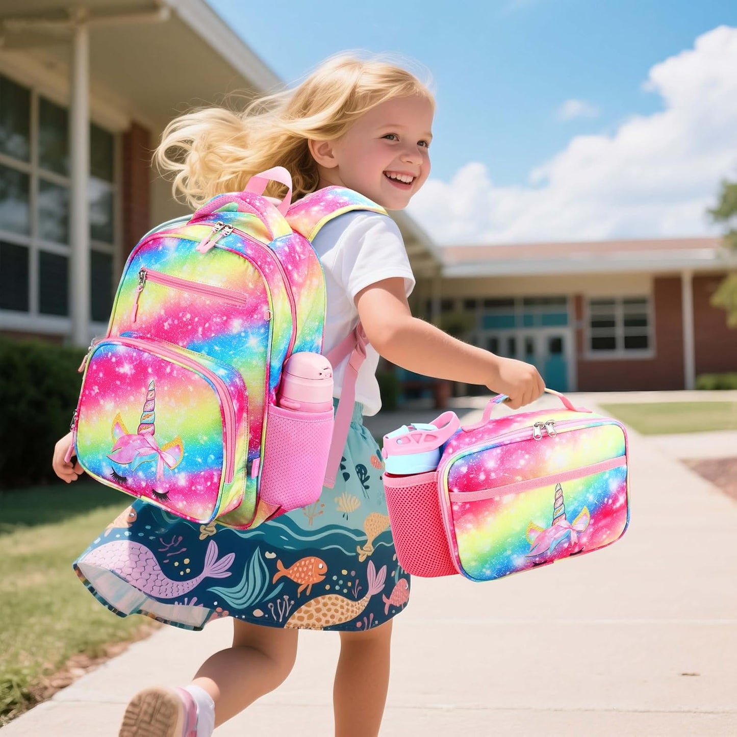 RHCPFOVR Kids Lunch Bag - Insulated Lunch Box for Boys Girls,Washable Lunch Bag and Reusable Toddler Leak-proof Lunchbox for School and Daycare - Colors B