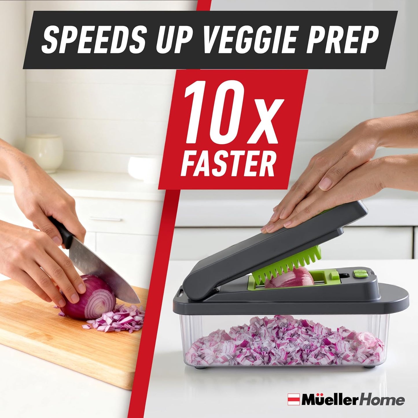 MUELLER HOME Pro-Series 10-in-1 Stainless Steel Multi Vegetable Chopper