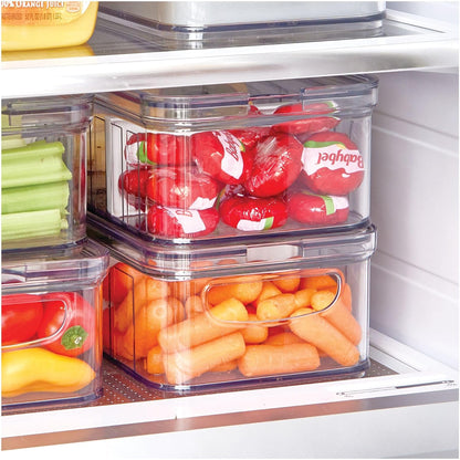 iDesign Stackable Fridge Organizer Bins with Lids for Fresh Produce - Set of 6 - Clear
