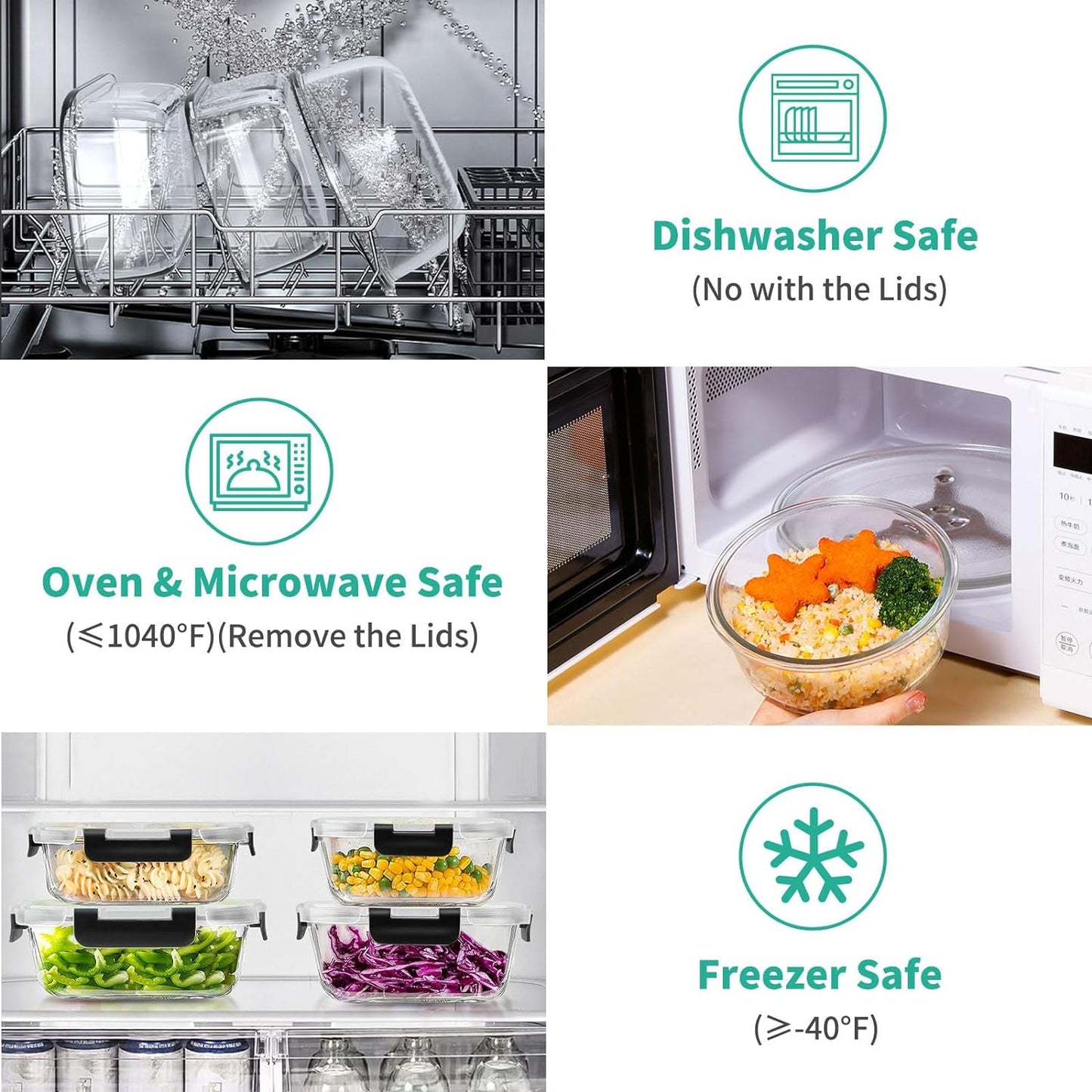 34pcs Glass Food Storage Containers with Lids Set, Airtight Glass Meal Prep Containers (17 Containers & 17 Lids), Leak Proof Lunch Container BPA-Free, Microwave, Oven, Freezer, Dishwasher Safe-Blue