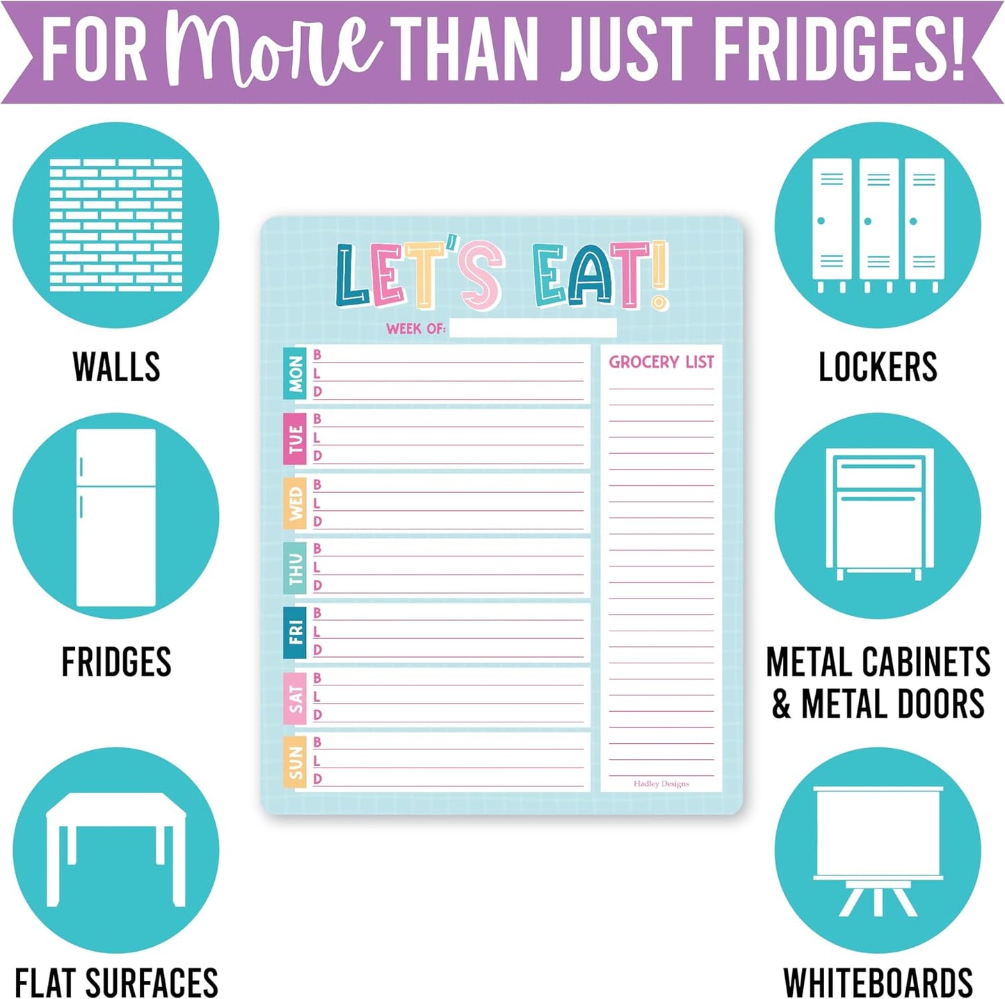 Hadley Designs Weekly Meal Planner for Fridge - Dinner Menu Board for Kitchen, Greenery Weekly Menu Board Dry Erase, Dry Erase Meal Planner for Fridge