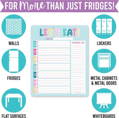 Hadley Designs Weekly Meal Planner for Fridge - Dinner Menu Board for Kitchen, Greenery Weekly Menu Board Dry Erase, Dry Erase Meal Planner for Fridge