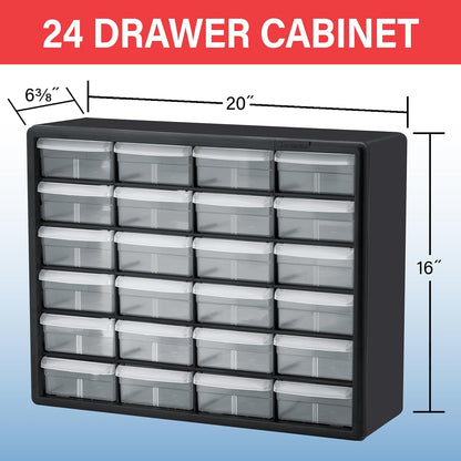 Akro-Mils 44-Drawer Plastic Drawer Storage Cabinet for Garage Organization, Bead Organizer, Building Bricks Storage, Teacher Toolbox, Makeup Organizer, 20" W x 6" D x 16" H, 10144 Black