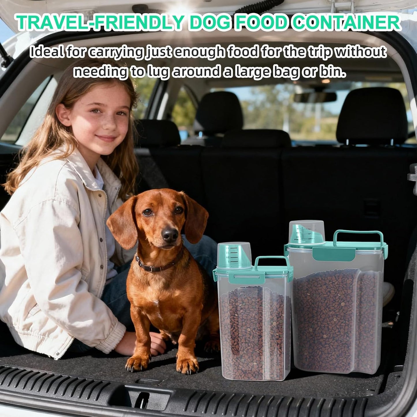 TBMax Pet Food Storage Containers 2 Pack 8-10 Lbs Airtight Dog Food Container Dispenser with Large Spout & Portable Handle, Travel Dog Treat Cat Food Storage Bin Bird Seed Container