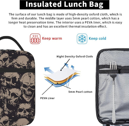 Dinosaur Volcano Insulated Lunch Bag for Women & Men, Reusable Leak-Proof Lunch Box with Cooler Compartment, Lunch Tote for Adults Work Travel Picnic Durable & Washable