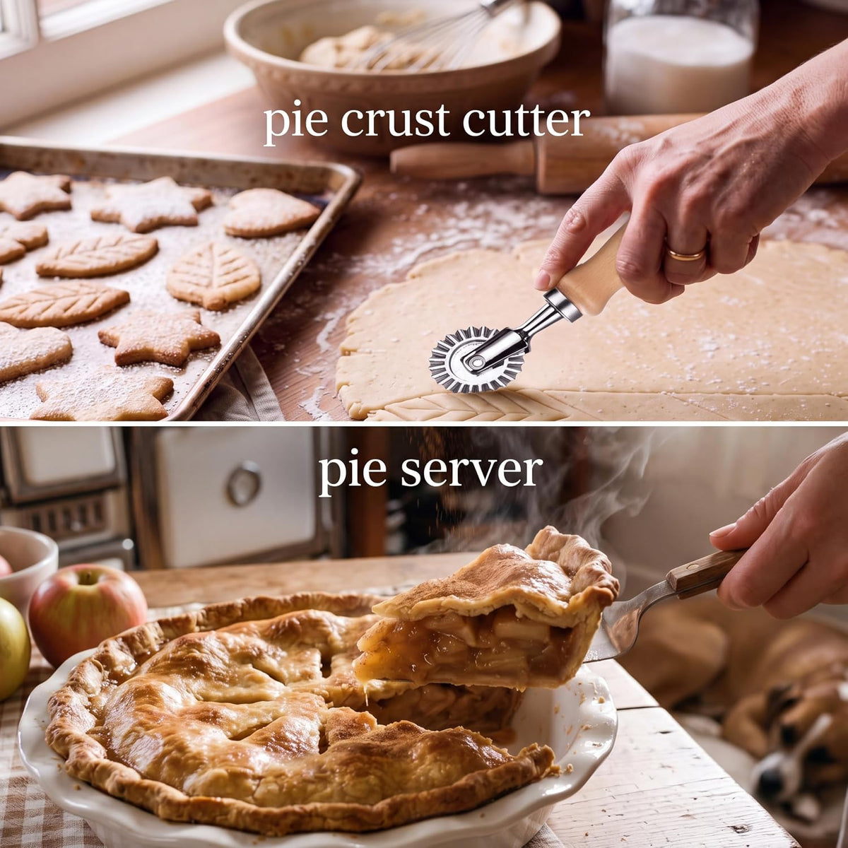 Willinglong 10 Pcs Pie Baking Tools Set, 10" Ceramic Dish & Pastry Kit