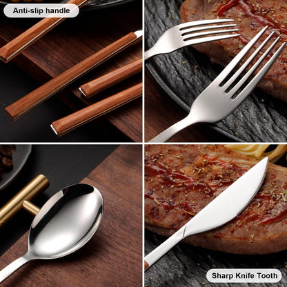 Portable Travel Utensils Set, 18/8 Stainless Steel 3 PCS Cutlery Set Including Knife Fork and Spoon, Reusable Travel Silverware Set with Case for Lunch Box Camping School Office