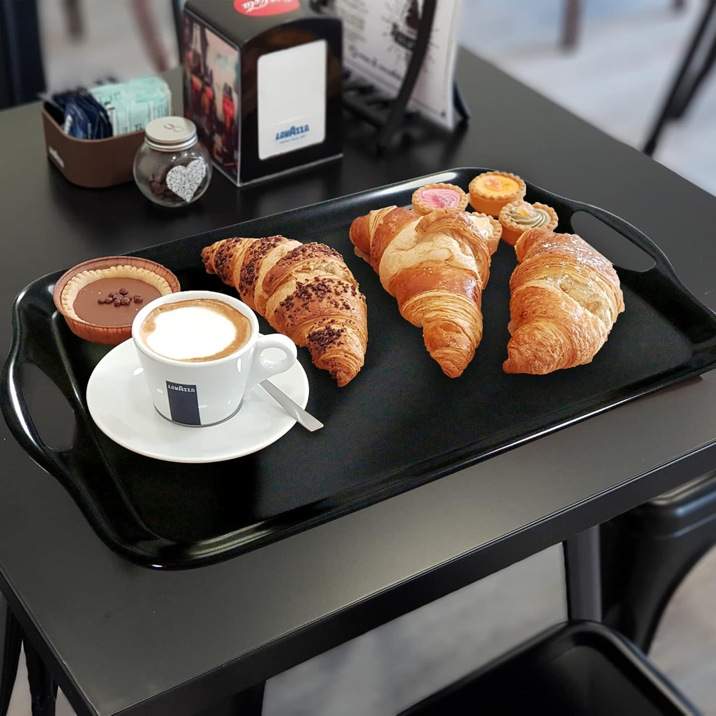 KAQAHIDO Large Melamine Serving Trays for Eating, 17.5’’ x 12’’ Serve Platter for Appetizer, Charcuterie, Food, Snack, Cupcakes, Dessert, BPA-Free, Dishwasher Safe Tray, Set of 2, White
