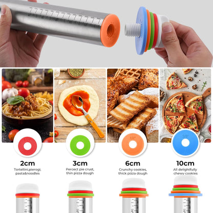 Adjustable Rolling Pin with Thickness Rings,Cake Pop Rolling Pin