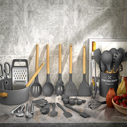 Umite Chef Food Grade Thickened Silicone (Stainless Steel Core) Kitchen Gadgets Tools Set - Kitchen Cooking Utensils Set, Heat Resistant Kitchen Spatula Tools Set