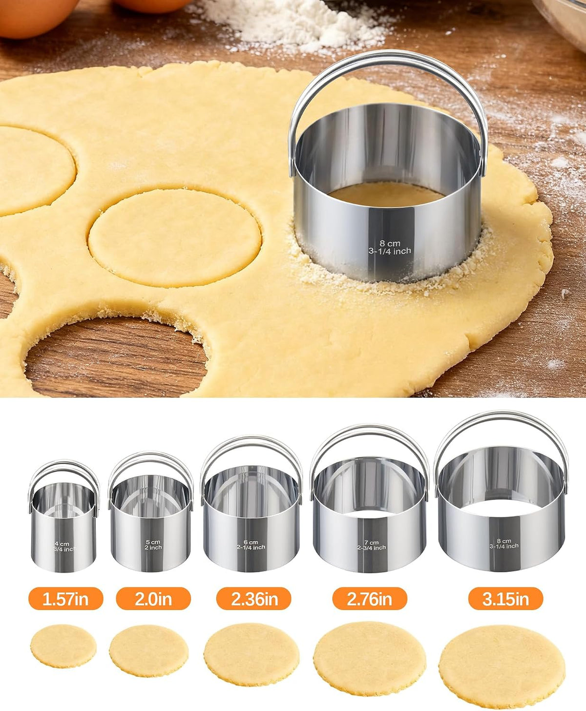 Biscuit Cutter Set with Handle, 5pcs Cookie Cutters